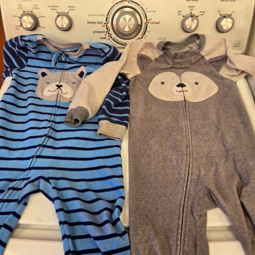 🍒🍒 Cozy Blue and Gray Bear Kids One Pieces
